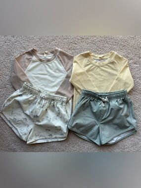 Quincy Mae Rashguard and swim shorts Two-Piece Sets - Yellow, Beige, Sage